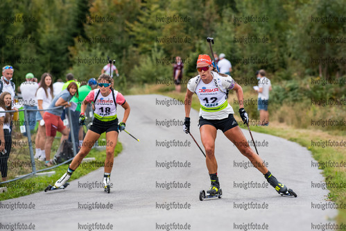 10.09.2021, xkvx, Biathlon Deutsche Meisterschaften Arber, Einzel Damen, v.l. Luise Mueller (Germany), Denise Herrmann (Germany)  