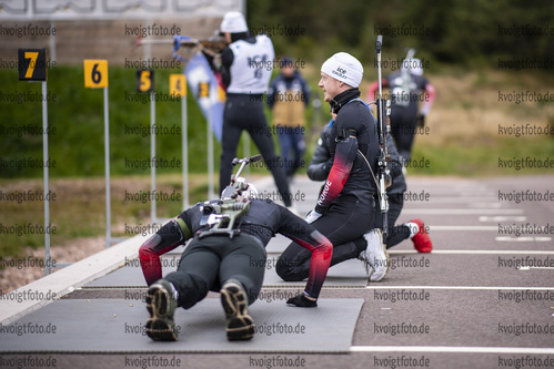07.10.2021, xkvx, Biathlon Training Lavaze, v.l. Johannes Dale (Norway), Johannes Thingnes Boe (Norway)  