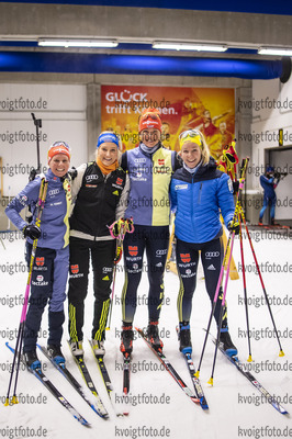 17.10.2021, xkvx, Wintersport - Biathlon Training Oberhof - Skihalle, v.l. Franziska Hildebrand (Germany), Anna Weidel (Germany), Lisa Spark (Germany), Stefanie Scherer (Germany)