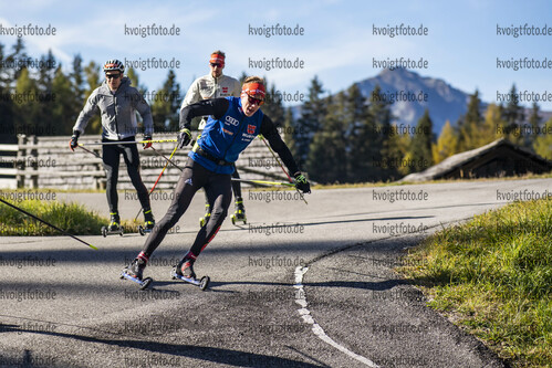 20.10.2021, xkvx, Biathlon Training Antholz-Anterselva, v.l. Philipp Horn (Germany), Johannes Kuehn (Germany), Roman Rees (Germany)  