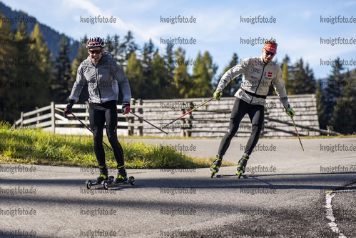 20.10.2021, xkvx, Biathlon Training Antholz-Anterselva, v.l. Philipp Horn (Germany), Johannes Kuehn (Germany)  