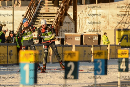 01.12.2021, xetx, Biathlon IBU Cup Sjusjoen, Super Sprint Men, v.l. David Zobel (GERMANY), Justus Strelow (GERMANY)  / 