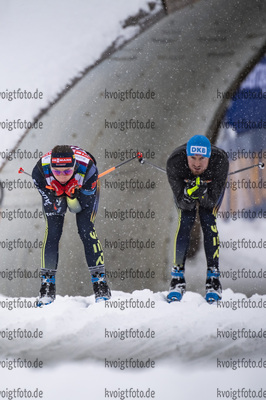 09.12.2021, xkvx, Biathlon IBU World Cup Hochfilzen, Training Women and Men, v.l. Vanessa Voigt (Germany), Ski Technician Sebastian Hopf (Germany) in aktion / in action competes