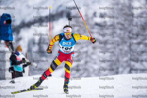10.12.2021, xkvx, Biathlon IBU World Cup Hochfilzen, Sprint Men, v.l. Tom Lahaye-Goffart (Belgium) in aktion / in action competes