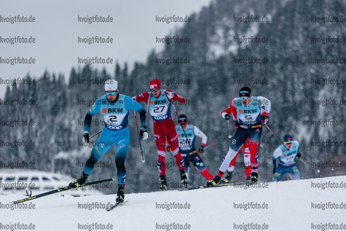 11.12.2021, xljkx, Cross Country FIS World Cup Davos, Men Sprint Final, v.l. Lucas Chanavat (France), Gleb Retivykh (Russia), Erik Valnes (Norway)  / 