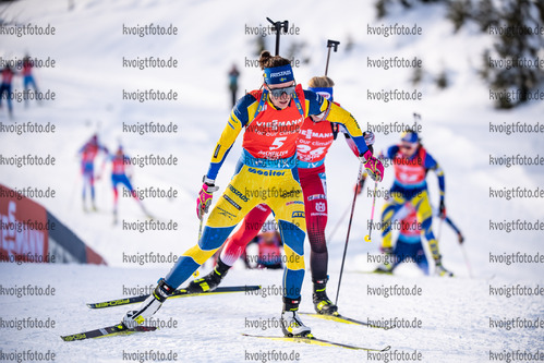 12.12.2021, xkvx, Biathlon IBU World Cup Hochfilzen, Pursuit Women, v.l. Hanna Oeberg (Sweden), Lisa Theresa Hauser (Austria) in aktion / in action competes