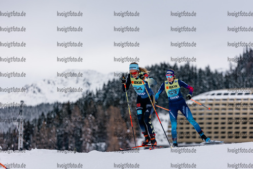 12.12.2021, xljkx, Cross Country FIS World Cup Davos, 10km Women, v.l. Pia Fink (Germany), Alina Meier (Sweitzerland)  / 