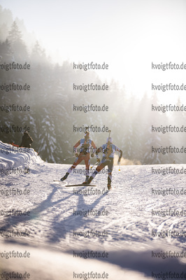 17.12.2021, xkvx, Biathlon IBU World Cup Le Grand Bornand, Sprint Men, v.l. Roberts Slotins (Latvia), Milan Zemlicka (Czech Republic) in aktion / in action competes