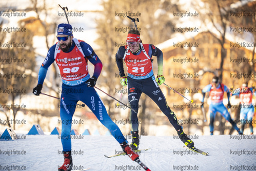 18.12.2021, xkvx, Biathlon IBU World Cup Le Grand Bornand, Pursuit Men, v.l. Johannes Kuehn (Germany) in aktion / in action competes