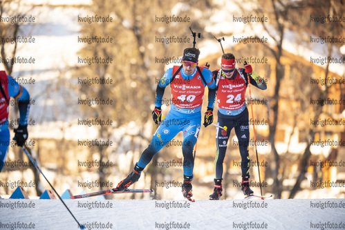 18.12.2021, xkvx, Biathlon IBU World Cup Le Grand Bornand, Pursuit Men, v.l. Fabien Claude (France) in aktion / in action competes