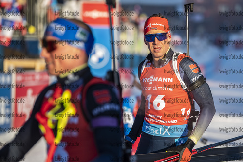 18.12.2021, xkvx, Biathlon IBU World Cup Le Grand Bornand, Pursuit Men, v.l. Philipp Nawrath (Germany) im Ziel / in the finish