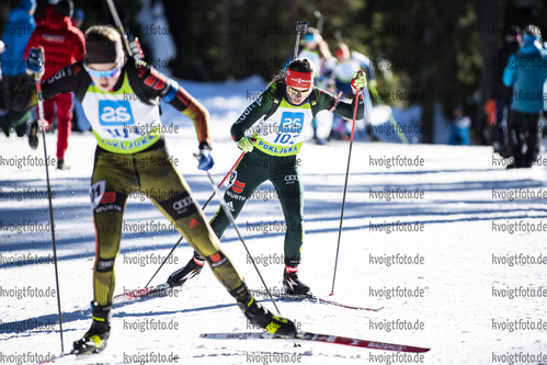 19.12.2021, xsoex, Biathlon Alpencup Pokljuka, Sprint Women, v.l. Aenne Gerlach (Germany), Jana Fiedler (Germany)  / 