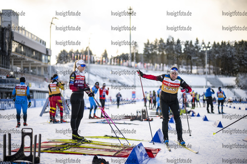 06.01.2022, xkvx, Biathlon IBU World Cup Oberhof, Training Women and Men, v.l. Ingrid Landmark Tandrevold (Norway), Sverre W. Kaas (Norway) schaut / looks on