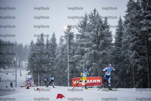 07.01.2022, xkvx, Biathlon IBU World Cup Oberhof, Sprint Men, v.l. Jakub Stvrtecky (Czech Republic), Peppe Femling (Sweden) in aktion / in action competes
