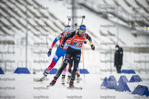 08.01.2022, xkvx, Biathlon IBU World Cup Oberhof, Mixed Relay, v.l. Vanessa Hinz (Germany), Valeriia Vasnetcova (Russia) in aktion / in action competes