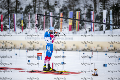 15.01.2022, xkvx, Biathlon IBU World Cup Ruhpolding, Relay Men, v.l. Maksim Tsvetkov (Russia) in aktion am Schiessstand / at the shooting range