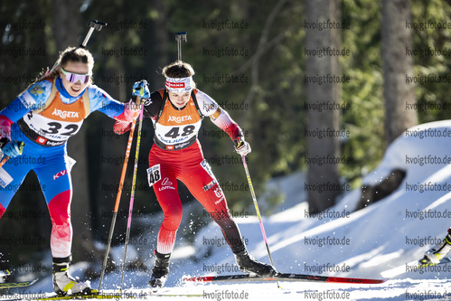 15.01.2022, xsoex, Biathlon IBU Junior Cup Pokljuka, Sprint Women, v.l. Anastasiia Grishina (Russia), Anna Andexer (Austria) in aktion / in action competes