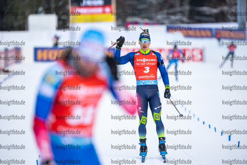 16.01.2022, xkvx, Biathlon IBU World Cup Ruhpolding, Pursuit Men, v.l. Anton Smolski (Belarus) im Ziel / in the finish