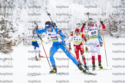 26.01.2022, xsoex, Biathlon IBU Open European Championships Arber, Individual Men, v.l. David Zingerle (Italy), Soma Gyallai (Hungary), Lukasz Szczurek (Poland)  / 