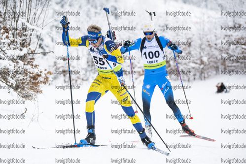 26.01.2022, xsoex, Biathlon IBU Open European Championships Arber, Individual Men, v.l. Viktor Brandt (Sweden), Poillot Theo Guiraud (France)  / 