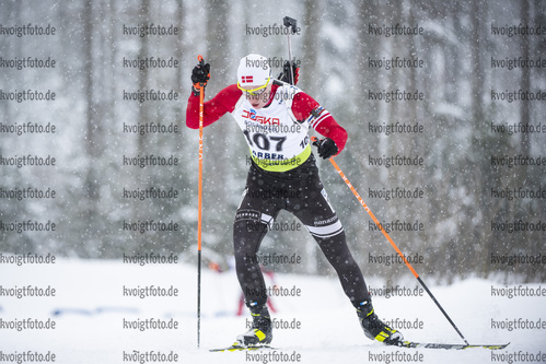 28.01.2022, xsoex, Biathlon IBU Open European Championships Arber, Sprint Men, v.l. Jacob Weel Rosbo (Denmark)  / 
