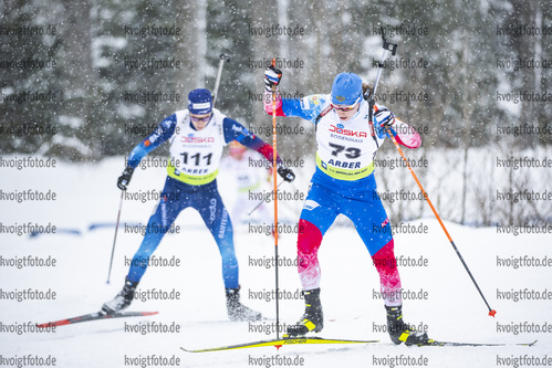 28.01.2022, xsoex, Biathlon IBU Open European Championships Arber, Sprint Men, v.l. Sandro Bovisi (Switzerland), Alexander Povarnitsyn (Russia)  / 
