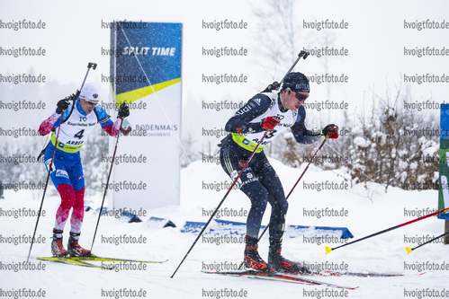 29.01.2022, xsoex, Biathlon IBU Open European Championships Arber, Pursuit Men, v.l. Petr Pashchenko (Russia), Lucas Fratzscher (Germany)  / 