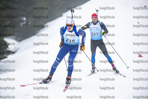 04.02.2021, xsoex, Biathlon Deutschlandpokal Clausthal-Zellerfeld, v.l. Maximilian Hable (Germany), Hans Koellner (Germany)  / 