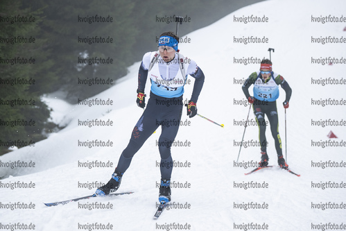 04.02.2021, xsoex, Biathlon Deutschlandpokal Clausthal-Zellerfeld, v.l. Linus Maier (Germany), Domenic Endler (Germany)  / 