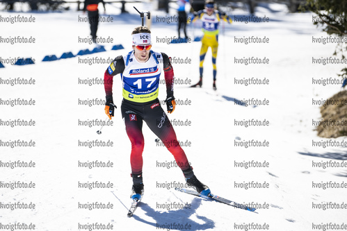 Lenzerheide, Schweiz, 03.03.22: Erlend Bjoentegaard (Norway) in aktion waehrend des 10km Sprint der Herren bei dem IBU Cup im Biathlon am 03. Februar 2022 in Lenzerheide. (Foto von Benjamin Soelzer / VOIGT)

Lenzerheide, Switzerland, 03.03.22: Erlend Bjoentegaard (Norway) in action competes during the 10km men’s sprint at the Biathlon IBU Cup March 03, 2022 in Lenzerheide. (Photo by Benjamin Soelzer / VOIGT)