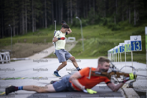 Pokljuka, Slowenien, 30.06.22: Philipp Horn (Germany) in aktion am Schiessstand waehrend des Training am 30. June  2022 in Pokljuka. (Foto von Kevin Voigt / VOIGT)

Pokljuka, Slovenia, 30.06.22: Philipp Horn (Germany) at the shooting range during the training at the June 30, 2022 in Pokljuka. (Photo by Kevin Voigt / VOIGT)