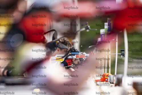 Pokljuka, Slowenien, 01.07.22: Philipp Horn (Germany) in aktion am Schiessstand waehrend des Training am 01. July  2022 in Pokljuka. (Foto von Kevin Voigt / VOIGT)

Pokljuka, Slovenia, 01.07.22: Philipp Horn (Germany) at the shooting range during the training at the July 01, 2022 in Pokljuka. (Photo by Kevin Voigt / VOIGT)