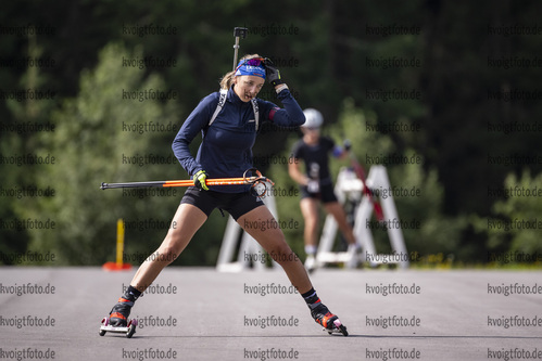 Obertilliach, Oesterreich, 13.08.22: Franziska Preuss (Germany) in aktion waehrend des Training am 13. August 2022 in Obertilliach. (Foto von Kevin Voigt / VOIGT)

Obertilliach, Austria, 13.08.22: Franziska Preuss (Germany) in action competes during the training at the August 13, 2022 in Obertilliach. (Photo by Kevin Voigt / VOIGT)