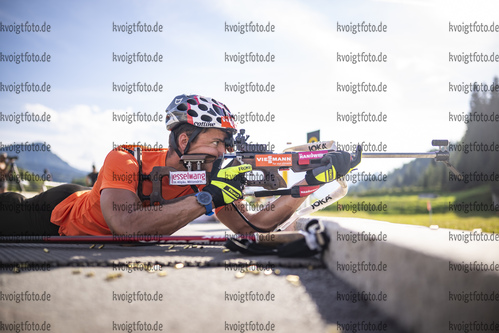Hochfilzen, Oesterreich, 17.08.22: Philipp Nawrath (Germany) in aktion am Schiessstand waehrend des Training am 17. August 2022 in Hochfilzen. (Foto von Kevin Voigt / VOIGT)

Hochfilzen, Austria, 17.08.22: Philipp Nawrath (Germany) at the shooting range during the training at the August 17, 2022 in Hochfilzen. (Photo by Kevin Voigt / VOIGT)