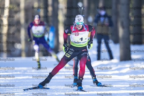 31.01.2021, xtwx, Biathlon IBU European Championships Duszniki Zdroj, Mixed Staffel, v.l. Erlend Bjoentegaard (Norway) in Aktion / in action competes