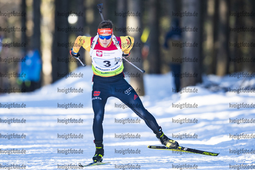 31.01.2021, xtwx, Biathlon IBU European Championships Duszniki Zdroj, Mixed Staffel, v.l. Philipp Nawrath (Germany) in Aktion / in action competes