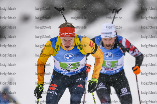13.12.2020, xadex, Biathlon IBU Weltcup Hochfilzen, Staffel Herren, v.l. Roman Rees (GER)  / 

Copyright: EXPA/Adelsberger via VOIGT Fotografie