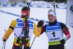 01.12.2019, xkvx, Biathlon IBU Cup Sjusjoen, Verfolgung Herren, v.l. Philipp Nawrath (Germany), Fredrik Gjesbakk (Norway) im Ziel / at the finish
