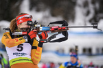 12.12.2019, xkvx, Biathlon IBU Cup Ridnaun, Supersprint Quali Damen, v.l. Janina Hettich (Germany) in aktion am Schiessstand / at the shooting range