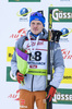 18.12.2019, xkvx, Biathlon IBU Cup Obertilliach, Short Individual Herren, v.l. Lucas Fratzscher (Germany) bei der Siegerehrung / at the medal ceremony