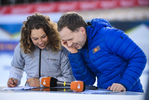 22.12.2019, xkvx, Biathlon IBU Weltcup Le Grand Bornand, Verfolgung Damen, v.l. Laura Dahlmeier (ZDF) and Alexander Ruda (ZDF) schaut / looks on