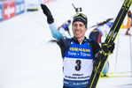 22.12.2019, xkvx, Biathlon IBU Weltcup Le Grand Bornand, Verfolgung Herren, v.l. Quentin Fillon Maillet (France) im Ziel / in the finish