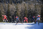 29.12.2019, xkvx, Langlauf Tour de Ski Lenzerheide, Sprint Finale, v.l. Johannes Hoesflot Klaebo (Norway), Federico Pellegrino (Italy), Andrey Larkov (Russia), Stefan Zelger (Italy), Maicol Rastelli (Italy) and Oskar Svensson (Sweden) in aktion / in action competes