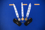 17.02.2020, xkvx, Biathlon IBU Weltmeisterschaft Antholz, Medaillen, v.l.  Silber, Gold und Bronze Medaille / silver, gold and bronze medal