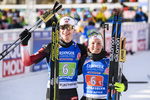 20.02.2020, xkvx, Biathlon IBU Weltmeisterschaft Antholz, Single Mixed Staffel, v.l. Johannes Thingnes Boe (Norway) und Marte Olsbu Roiseland (Norway) im Ziel / in the finish
