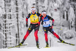 09.01.2020, xkvx, Biathlon IBU Weltcup Oberhof, Verfolgung Herren, v.l. Johannes Thingnes Boe (Norway) und Johannes Dale (Norway)  / 