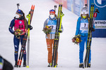 21.01.2021, xkvx, Biathlon IBU Weltcup Antholz, Einzel Damen, v.l. Dorothea Wierer (Italy), Janina Hettich (Germany) und Evgeniya Pavlova (Russia)  / 