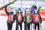 23.01.2021, xkvx, Biathlon IBU Weltcup Antholz, Staffel Herren, v.l. Johannes Thingnes Boe (Norway), Tarjei Boe (Norway), Johannes Dale (Norway) und Sturla Holm Laegreid (Norway)  / 
