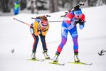 24.01.2021, xkvx, Biathlon IBU Weltcup Antholz, Staffel Damen, v.l. Janina Hettich (Germany) und Tatiana Akimova (Russia)  / 