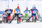 24.01.2021, xkvx, Biathlon IBU Weltcup Antholz, Massenstart Herren, v.l. Arnd Peiffer (Germany) und Lukas Hofer (Italy)  / 